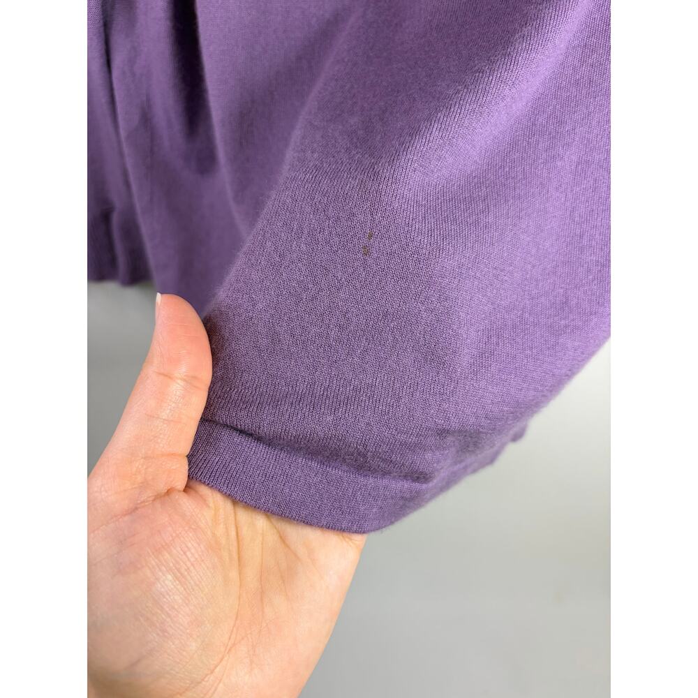 Celine Purple Cashmere 3/4 Sleeve Sweater Ruffle Scoop Neck Size Large (read) - Picture 4 of 4